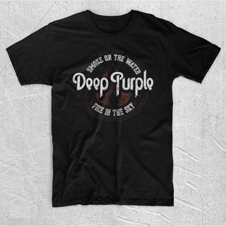 เสื้อยืดผ้าฝ้ายเสื้อยืด วง Deep PURPLE - สีควันบนน้ําL XL  XXL 3XL