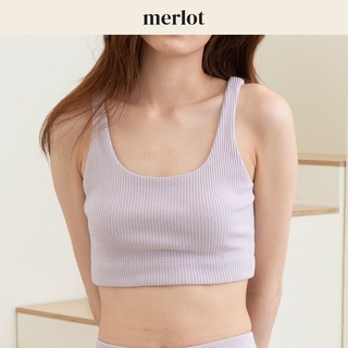 Merlot - Knit Cropped Tank in Purple (เสื้อกล้ามครอป ผ้ายืด สีม่วง) พร้อมส่ง