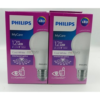 PHILIPS หลอดไฟ LED Bulb 12W ขั้ว E27 รุ่น MyCare มีสองสี สีคูลไวท์ กับวอร์มไวท์