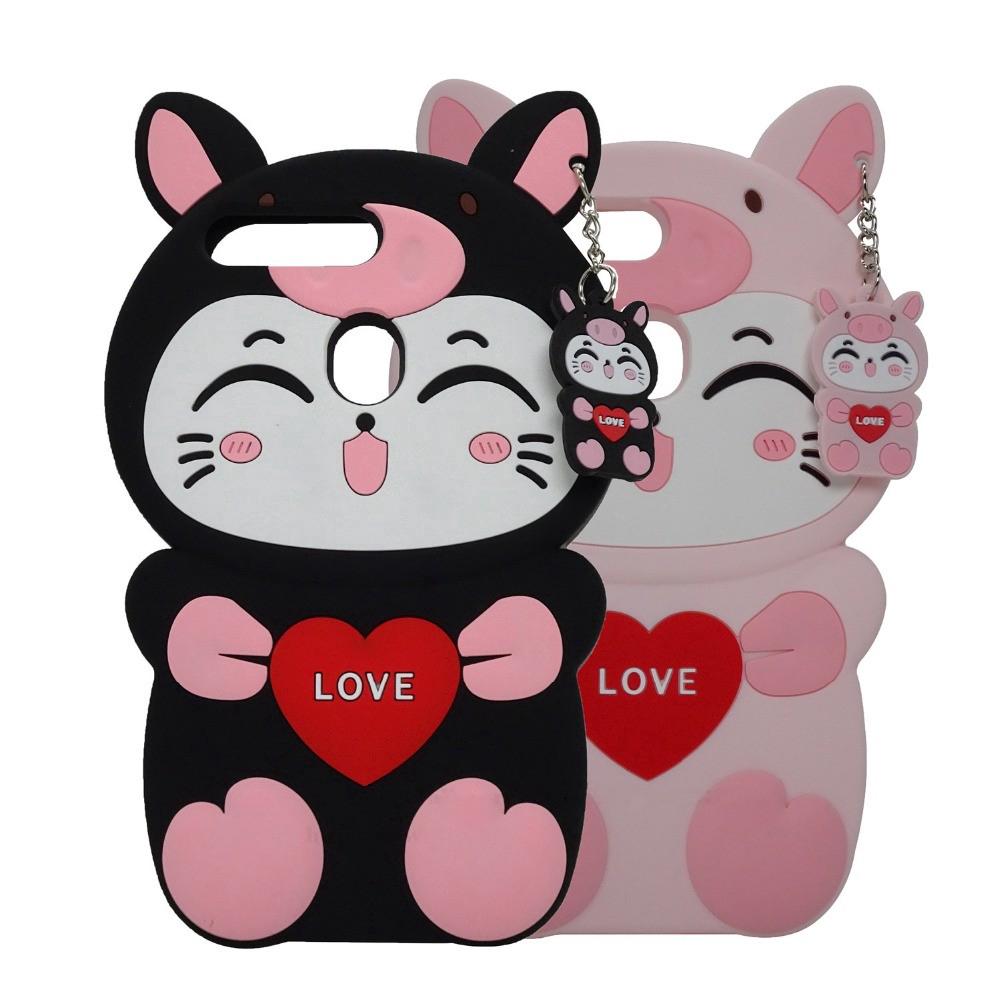 OPPO F11 Pro F9 F7 F5 F1s A3s A12e A5s A7 A12 R15 Pro R17 Reno 2 Reno 2F Cartoon Lovely Pig Cat Soft Silicone Rubber Cover Case การ์ตูนน่ารักหมูแมวกรณียางซิลิโคนอ่อนนุ่มปก