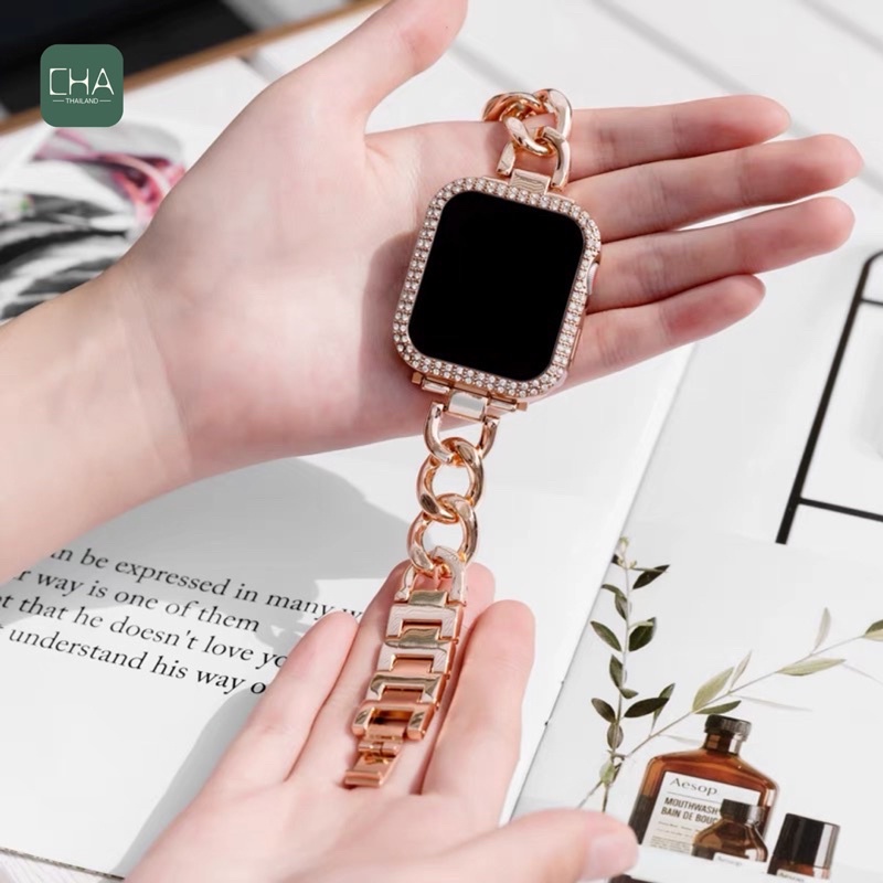 สายโซ่ สาย series watch ULTRA 10 8 7 6 5 4 3 ปรับได้ 38/40/42/44/42/45/46/49mm. สายเลสเบบใหม่!!สายนาฬิกา smart watch