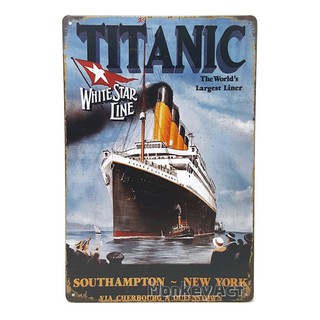 ป้ายสังกะสีวินเทจ Titanic The Worlds Largest Liner