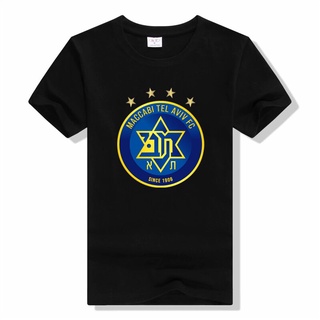 เสื้อยืดผ้าฝ้ายพรีเมี่ยม เสื้อยืดแขนสั้น พิมพ์ลายโลโก้ Maccabi Tel Aviv แฟชั่นฤดูร้อน สําหรับผู้ชาย