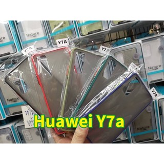 Huawei Y7a TPU ขอบสี ฝาหลัง ขุ่นใส คลุมครอบเครื่อง กันกระแทก