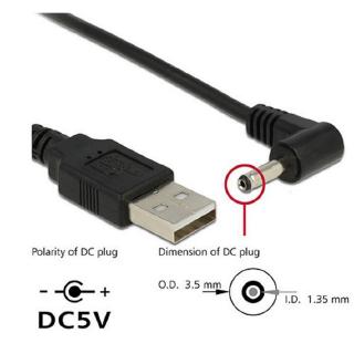 90 มุมใหม่ USB ชาย 5V DC 3.5 มม.x 1.35 มม.ขั้วต่อบาร์เรลสายไฟ