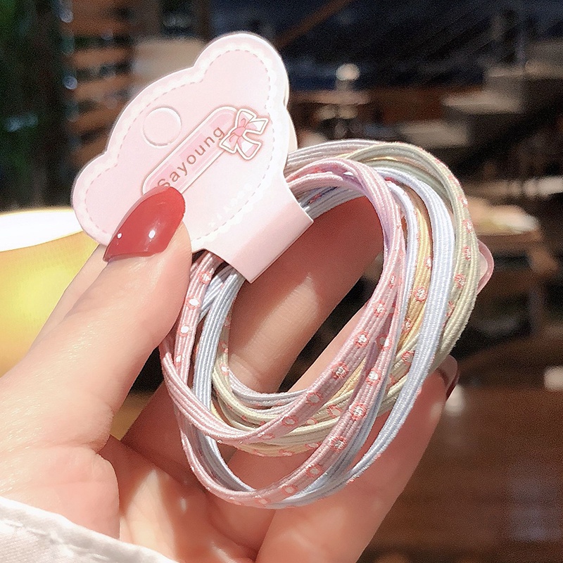 5 ชิ ้ น Simple Basic Hair Tie ชุดสาวเกาหลียางรัดผมน ่ ารักเชือกผมอุปกรณ ์ เสริมผม - รูปที่ 6