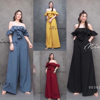 TW12323 Jumpsuit จั้มสูทแขนกุเแบบเว้าไหล่