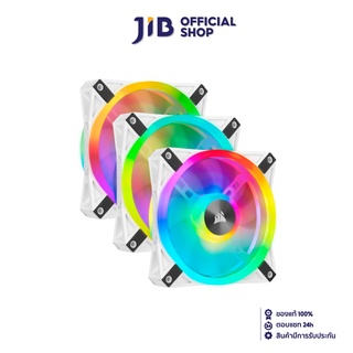 CORSAIR CASE FAN (พัดลมเคส)  ICUE QL120 RGB 120MM PWM WHITE FAN - TRIPLE FAN KIT WITH LIGHTING NODE CORE (CO-9050104-WW)