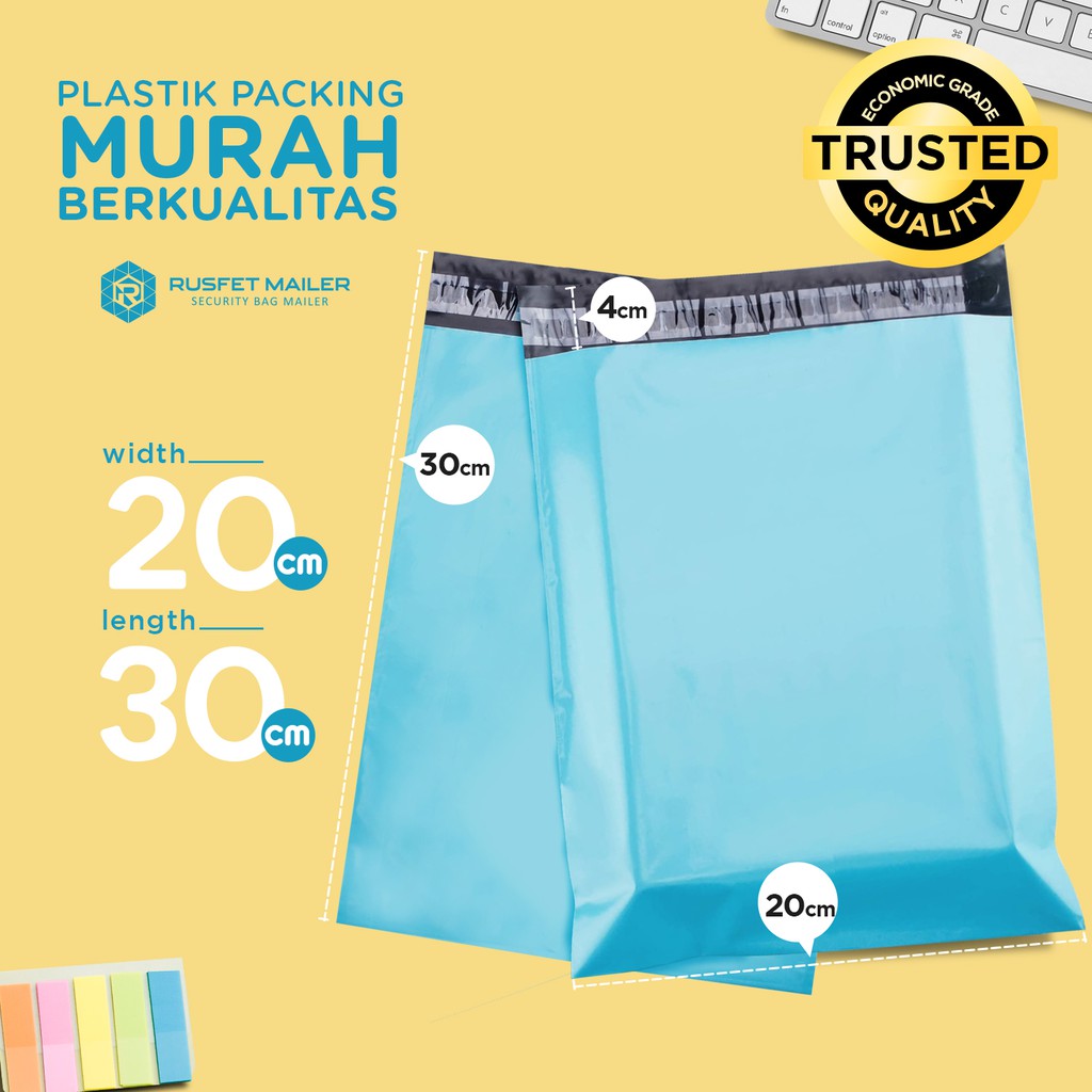 พลาสติก POLYMAILER PACKING ONLINE BABY BLUE ECOMICAL 20X30