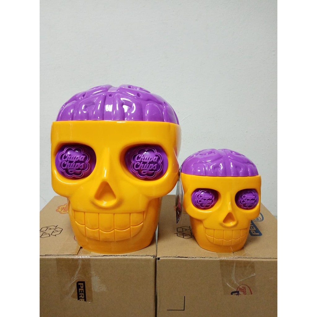 ถังหัวกะโหลก Chupa chups Skull ไซส์เล็ก ไม่มีลูกอมและกล่อง