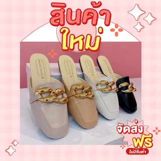 (ส่งฟรี)คัชชูเปิดส้นหนังนิ่ม รองเท้าแตะเปิดส้น