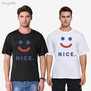 ﺴแฟชั่น Unisex ครึ่งแขนเสื้อยืดผู้ชาย NICE SMILE พิมพ์ Mens ผ้าแขนสั้นเสื้อยืดฤดูร้อน top tee