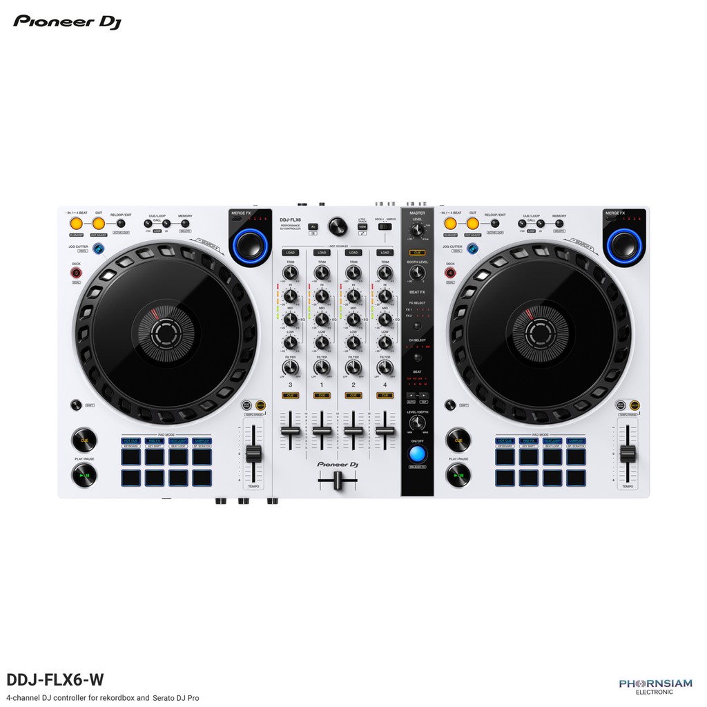 Pioneer DDJ-FLX6-W 4-channel DJ controller for Rekordbox and Serato DJ Pro  มาพร้อมกับ FX Pack จาก T