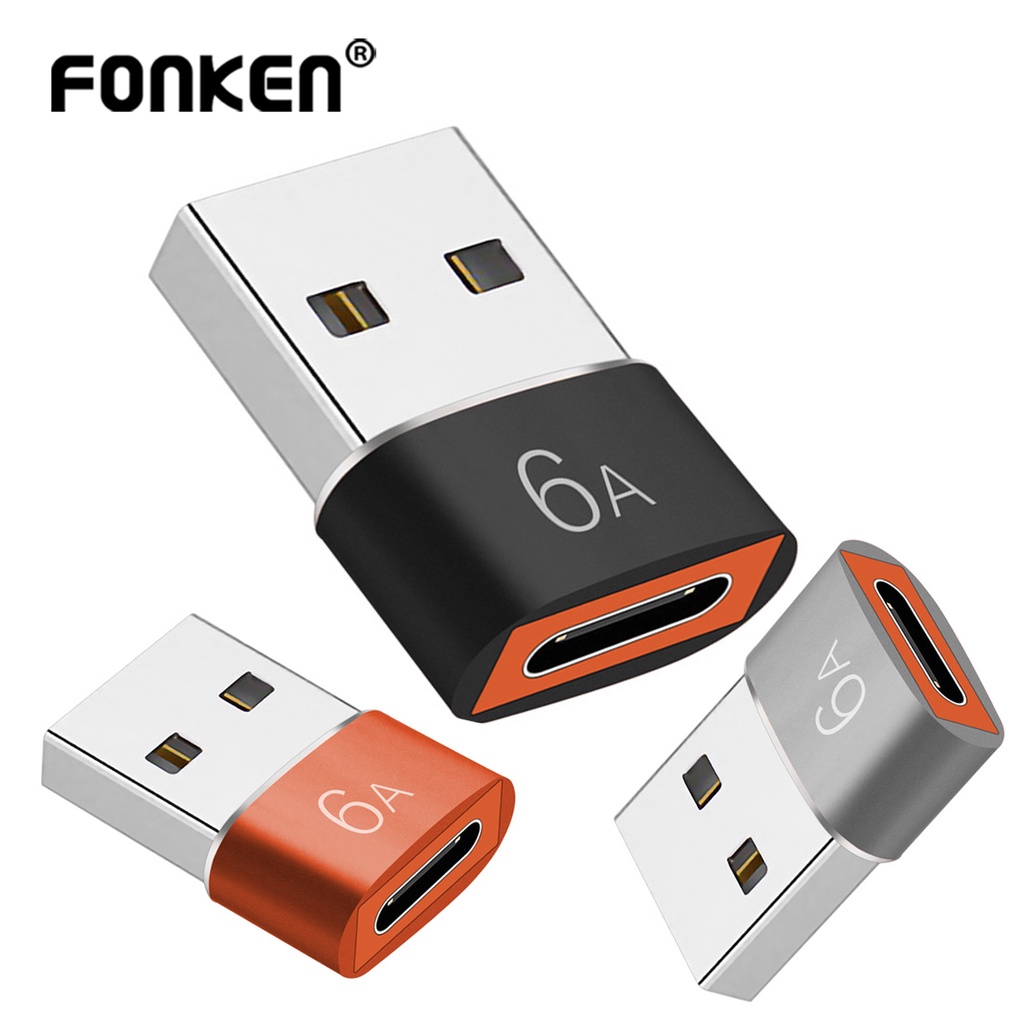 Fonken อะแดปเตอร์แปลง USB 6A เป็น Type C OTG ตัวผู้ เป็น USB C ตัวเมีย สําหรับ Samsung Huawei