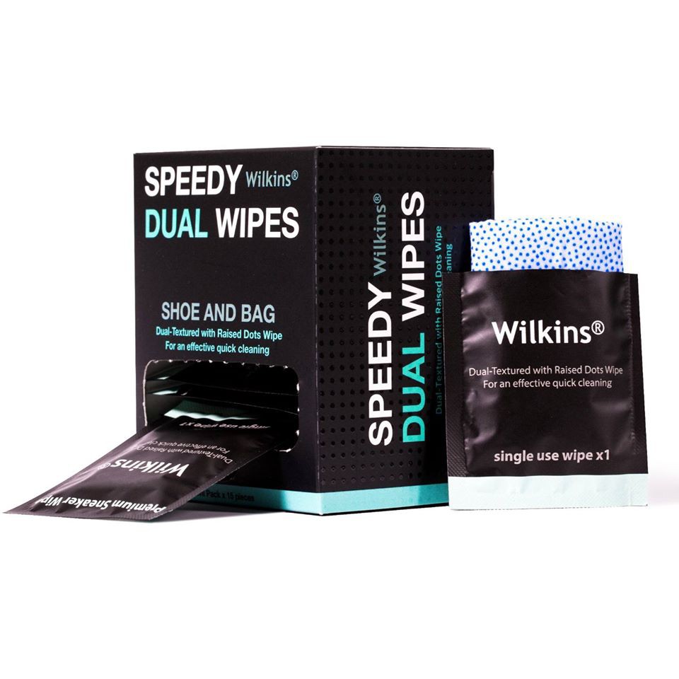 ผลิตภัณฑ์ทำความสะอาดรองเท้าแบบพกพา Wilkins : Speedy Dual Wipes