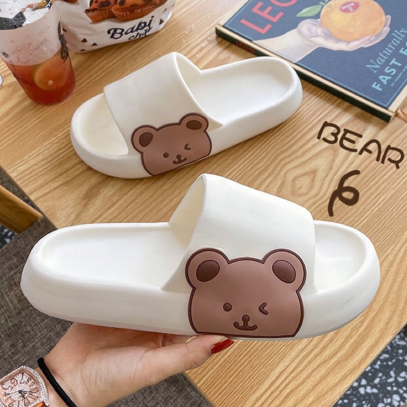 รองเท้าแตะนิ่มลายหมี ลายน่ารัก พร้อมส่งในไทย