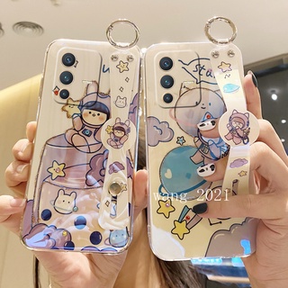 For New Casing Vivo V23 V23 Pro 5G เคส Phone Case with Wristband Stand Fashion Rhinestone Cartoon Balloon Girl Soft Case เคสโทรศัพท