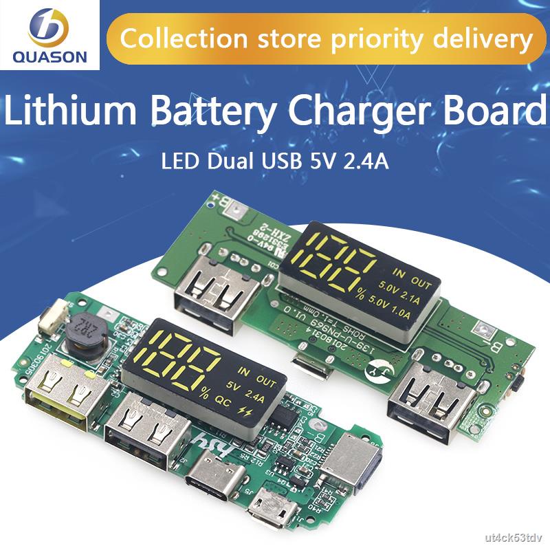 Lithium Battery Charger Board Led Dual Usb 5v 2.4a Micro/typec Usb