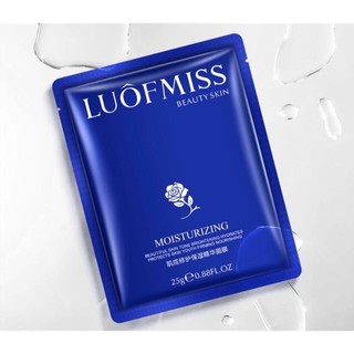 ซองน้ำเงิน LUOFMISS HYDRATING MOISTURIZING FACIAL MASK ส่วนผสมที่ให้ความชุ่มชื่นแก่ผิว ให้ผิวได้รับการดูแล กระจ่างใสขึ้น