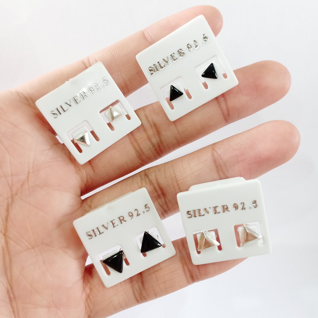 ต่างหูเงินแท้ Triangle Earrings 92.5% (สามเหลี่ยมนูน)