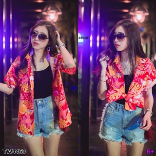 TwinsShopVip💗พร้อมส่ง TW4460  เสื้อเชิตฮาวายลายที่3  Hawaiian shirt 3rd pattern