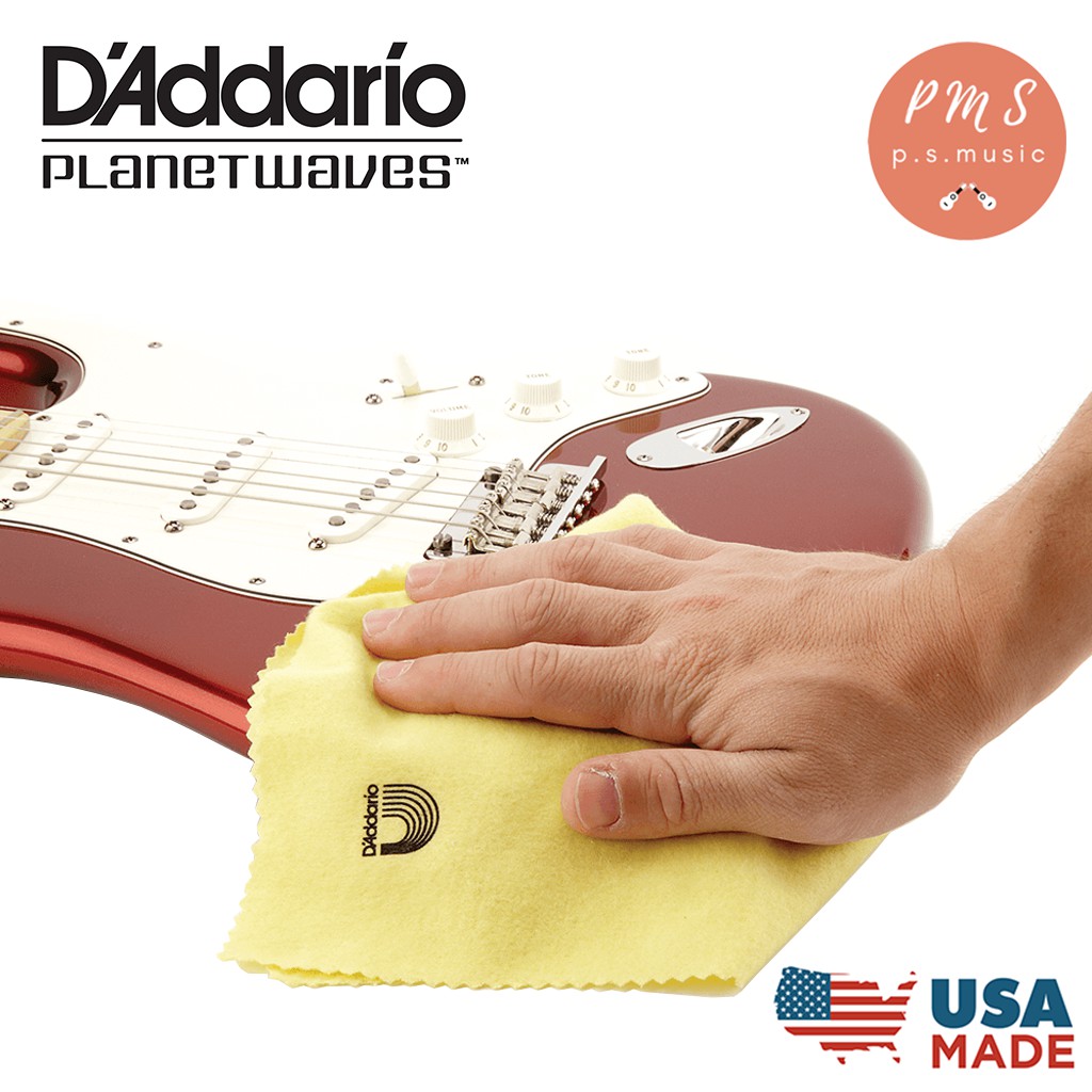 D'Addario® ผ้าเช็ดกีตาร์แบบเนื้อผ้าฝ้ายอย่างดี 2 ชั้น รุ่น PWPC2 (Napped Cotton Polishing Cloth) | MADE IN U.S.A.