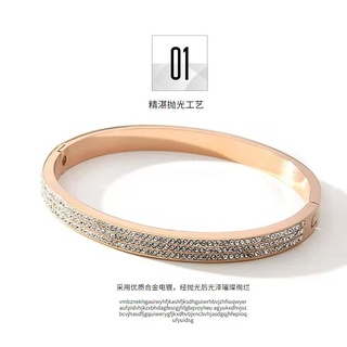 ใหม่ Cartier สร้อยข้อมือเหล็กไทเทเนียม ประดับเพชร สีโรสโกลด์ สําหรับผู้หญิง