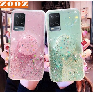 OPPO A16 A16s A15 A15S A94 A93 A74 A73 (5G) A54 A53 A33 A32 (2020) A52 A92 Bling Glitter Star Silicone Case Luxury Foil Powder Soft Cover Crystal Protective Shine Phone Casing for  A 74 94 93 73 16 54 53 32 52 92 15 S + Airbag Stand Popsocket Kickstand