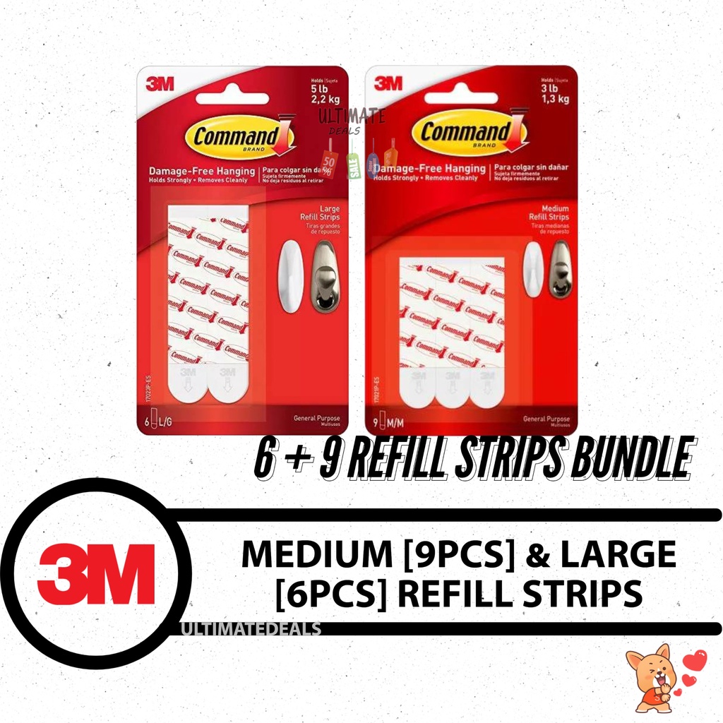 [Bundle] 3M Command Medium & Large Refill Strips! 9 กลาง & 6 ใหญ่!