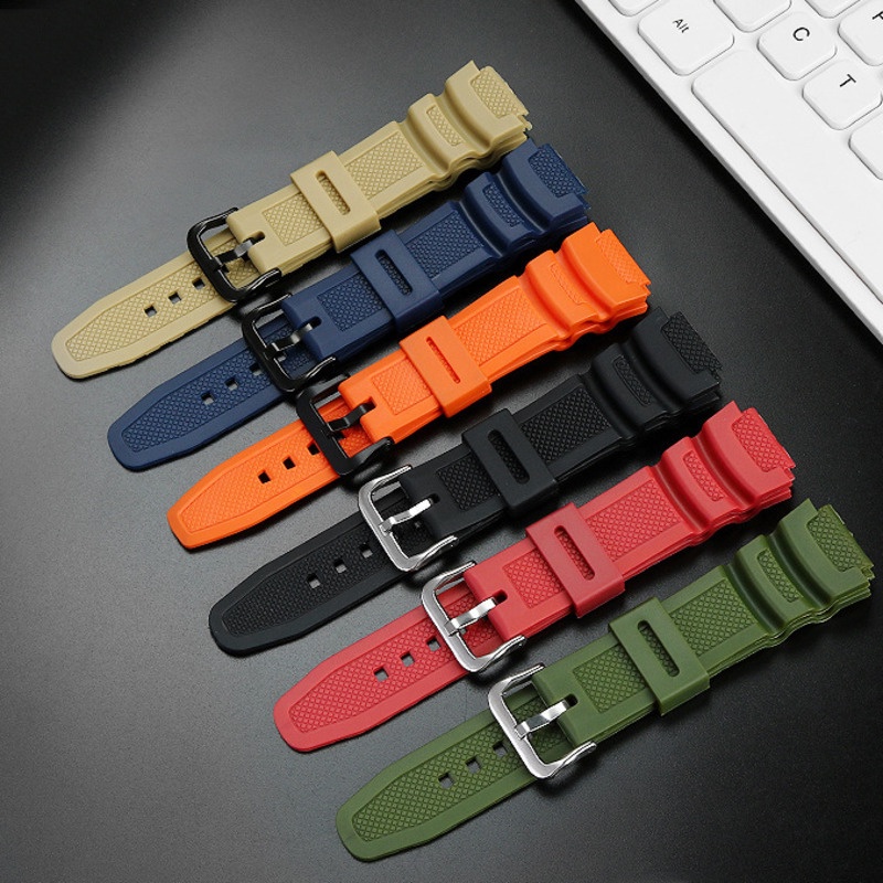 Yifilm สายนาฬิกาข้อมือ ยางซิลิโคนเรซิ่น 18 มม. สําหรับ Casio Watch W-218H 216H W-219 \W-800H 735H W-215 F-108 AE1200 AE-1300 AE-1000W AQ-S810W