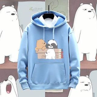 เสื้อแจ็กเก็ตกันหนาวลําลอง ผ้ากํามะหยี่ แบบบาง มีฮู้ด ลายการ์ตูน We Bare Bears เข้ากับทุกการแต่งกาย สําหรับผู้ชาย และผู้หญิง