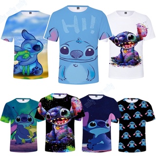 เสื้อยืดลําลอง ลายการ์ตูน Stitch น่ารัก สําหรับเด็กผู้ชาย และเด็กผู้หญิง