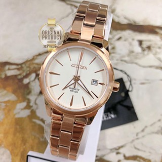 CITIZEN Quartz Ladies Watch รุ่น EU6073-53A - สีRosegold/หน้าครีม