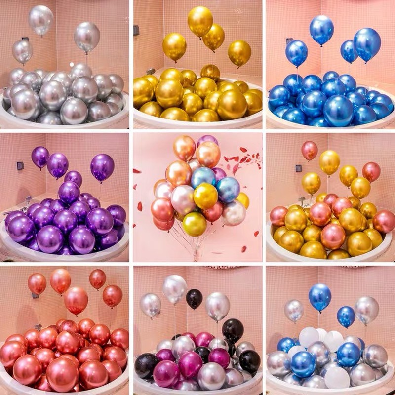 Ready Stock-ลูกโป่งยางโครเมี่ยมสีเมทัลลิก 12นิ้วสําหรับตกแต่งปาร์ตี้ 5ชิ้น