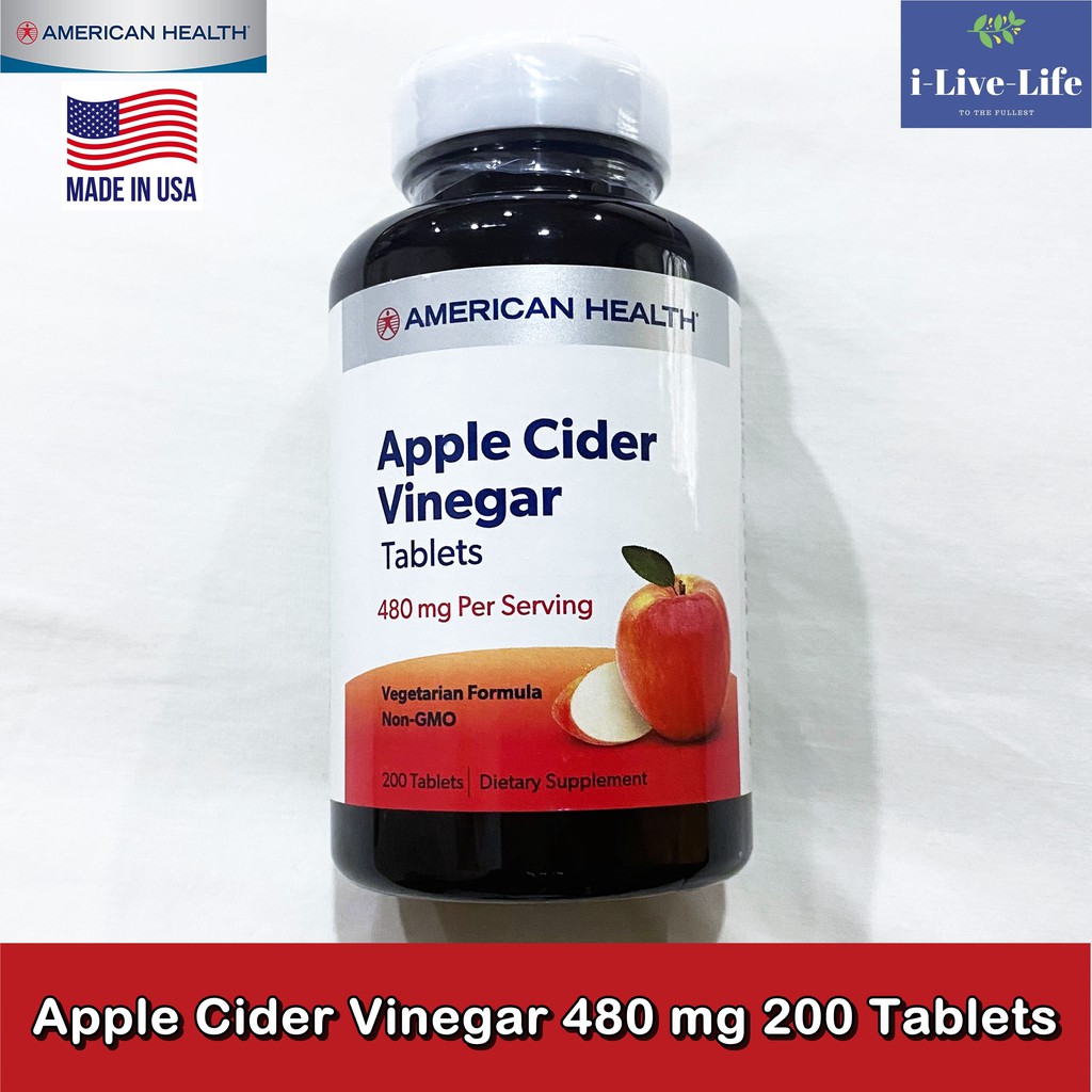 แอปเปิ้ลไซเดอร์ Apple Cider Vinegar 480 mg 200 Tablets - American Health น้ำส้มสายชูชนิดเม็ด