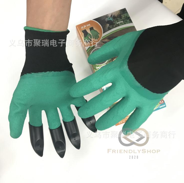 ถุงมือขุดดิน พรวนดิน 1คู่ พร้อมเล็บขุด Garden Glove ทำสวน ปลูกผัก ต้นไม้ fs99