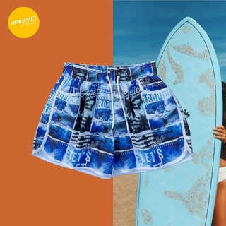 amyours on the beach กางเกงขาสั้นหญิง คุณภาพดี ผ้าไม่บาง แห้งไว รุ่น Womens Summer ลาย blue surf