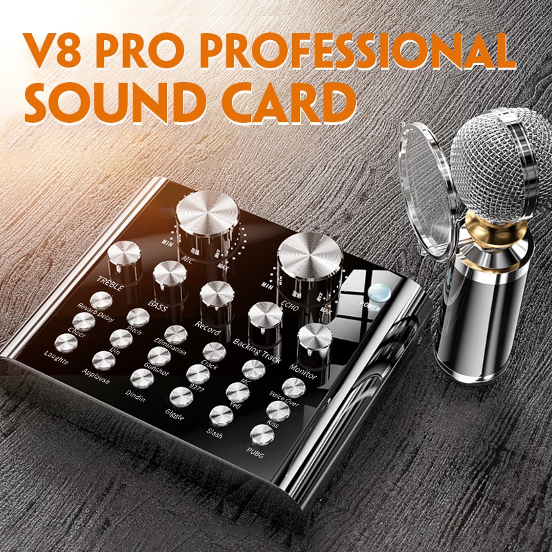 Live Sound Card V8 Pro External Audio USB Microphone Live Streaming