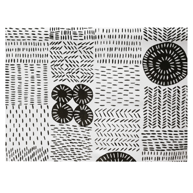 ✨นาทีทอง✨ ผ้าปูโต๊ะม้วนยาว PVC ลาย (ตัดขายเป็นเมตร) Black Graphic SRITHAI รุ่น P-133 สีขาว - ดำ 🚚พิเศษ!!✅