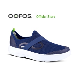 OOFOS OOMG Mens Low White &amp; Navy (ขาว-กรม) - รองเท้าแตะเพื่อสุขภาพ นุ่มสบายเท้าด้วยวัสดุอูโฟม บอกลาปัญหาสุขภาพเท้า