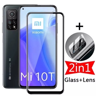 2in1 Xiaomi Mi 10T / 10T Pro ฟิล์มเลนส์กล้อง + ฟิล์มกระจกเต็มจอขอบดำ ฟิล์มกันกระแทก