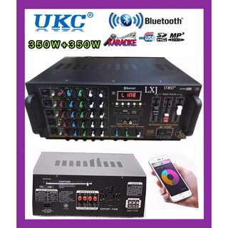 UKC เครื่องขยายเสียง คาราโอเกะ เพาเวอร์มิกเซอร์ กำลังขับ 350 W + 350 WBLUETOOTH USB MP3 SD CARD FM RADIO รุ่น AV-747BT