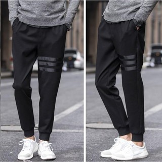 กางเกงขายาวกันหนาว กางเกงจ็อกเกอร์ Jogger pants กางเกงวอร์ม มีแถบขาหนัง รุ่นเนื้อดี