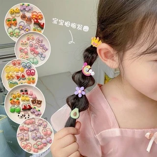 บ้านพลู🏠 ยางรัดผมเกาหลี เส้นเล็ก สำหรับเด็ก น่ารัก สีสดใส แพ็ก 10 เส้น