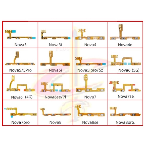 ปุ่มระดับเสียงสําหรับ Huawei Nova 2 Plus 2S 2i 3i 3 3E 4 4E 5 5i 5T 5Z 6 7 Pro 7i 7SE 8 Pro 8SE Lite