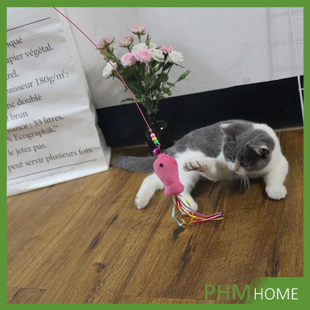 ไม้ตก ของเล่นแมว รูปตัวหนอน Funny cat