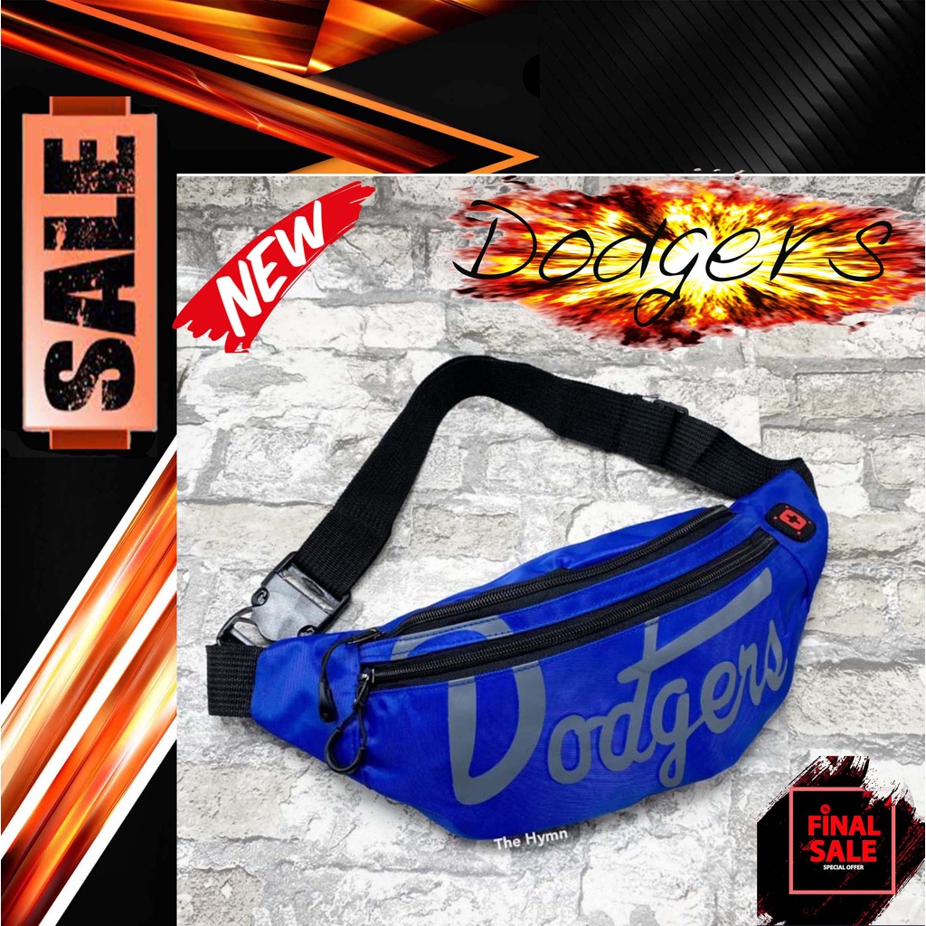 โปรโมชั่น กระเป๋าคาดเอว กระเป๋า คาดอก ผ้าสกรีน ซิปโค้งเล็ก Dodgers ผ้าไนล่อน จัดส่งรวดเร็วทันใจ