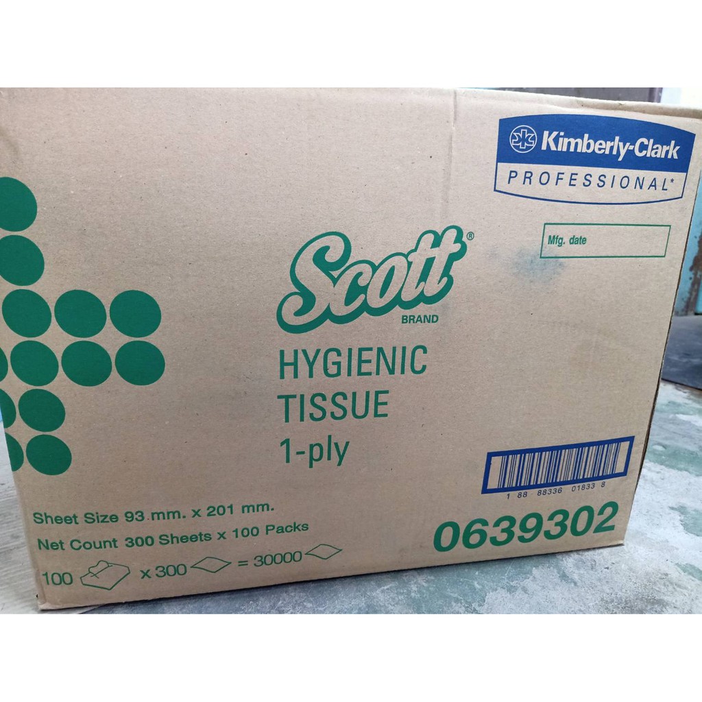 กระดาษชำระ ทิชชู่ แบบแผ่น Pop-Up SCOTT Hygienic Tissue  1 ลัง (100 ห่อ) 06404