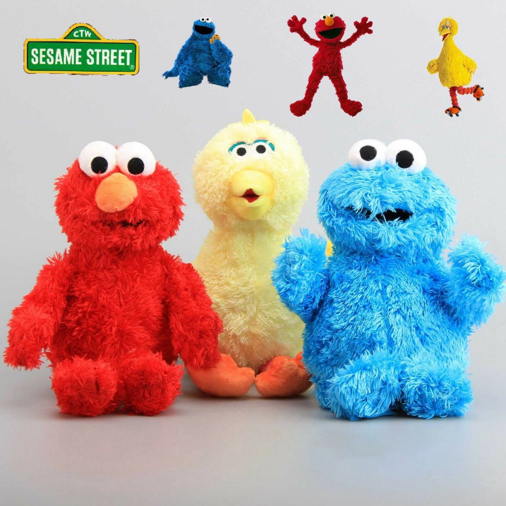 ของเล่นเด็ก ตุ๊กตานุ่ม Sesame Street Elmo และ Cookie Monster ขนาดใหญ่ 30 ซม.
