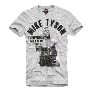 เสื้อยืดผ้าฝ้ายพิมพ์ลาย☌₪Mike Tyson Everybody Has A Plan Pyrex Holyfield Grey 2309G Mens T-Shirts Birthday Present S-4XL